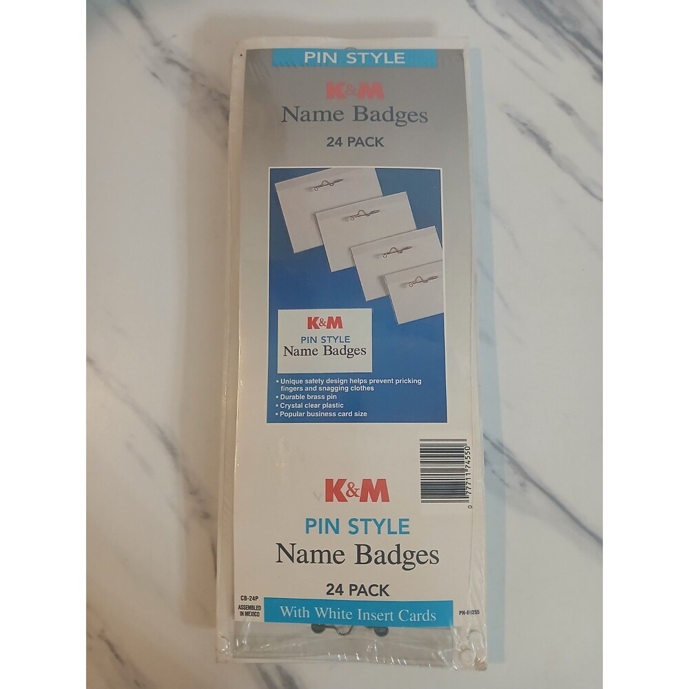 Pin Style Name Badges Flexible Holder  White Landscape 24 Pack